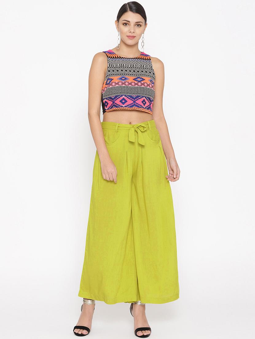 tie front flared palazzo - 17356273 - Standard Image - 3
