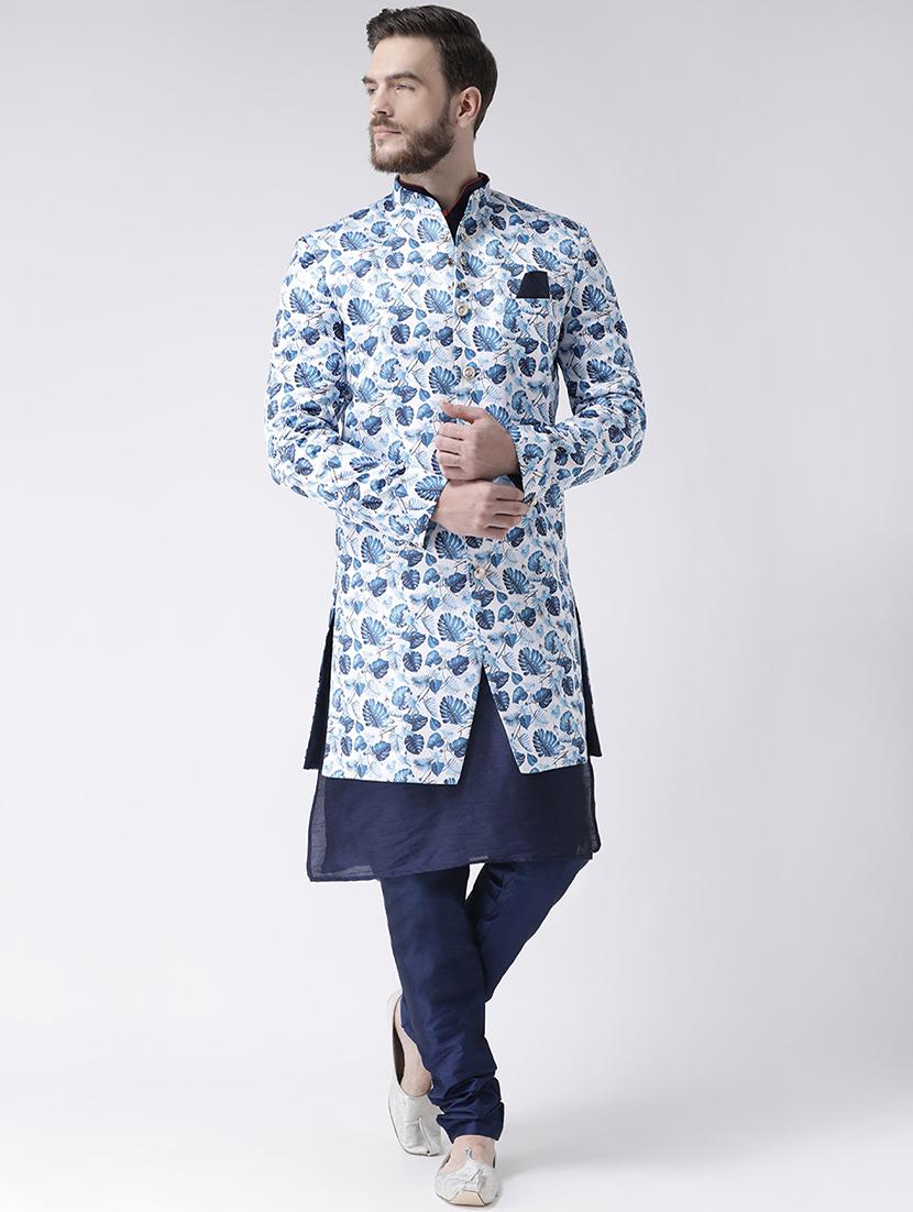 blue printed sherwani set - 17356771 - Zoom Image - 0