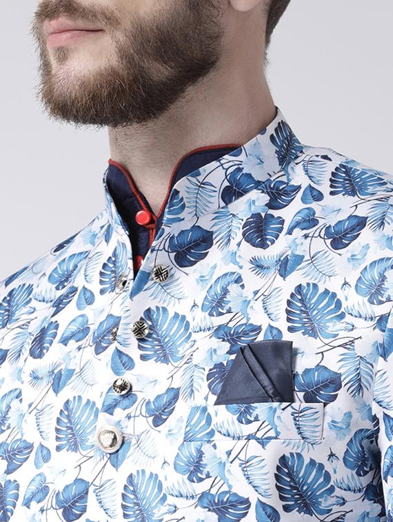blue printed sherwani set - 17356771 - Standard Image - 3