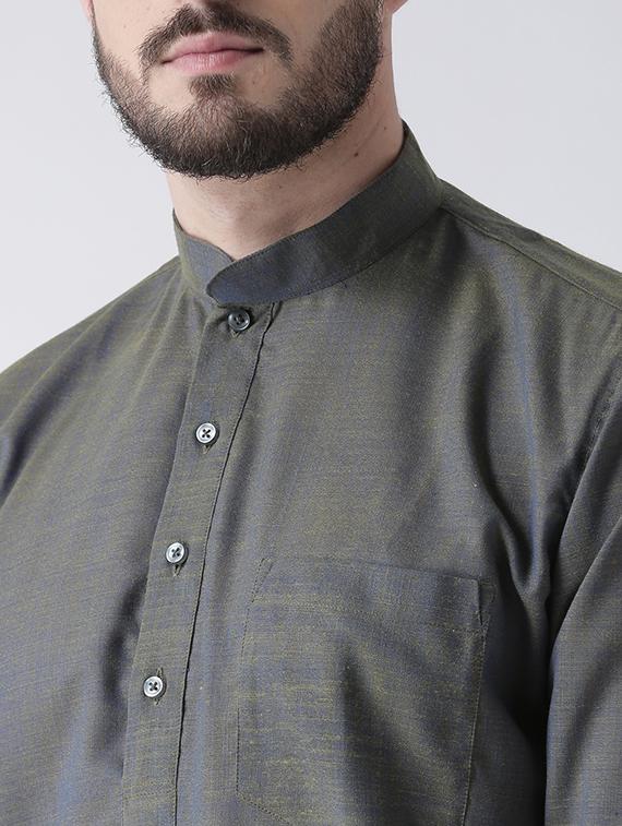 grey solid kurta pyjama set - 17356830 - Standard Image - 3