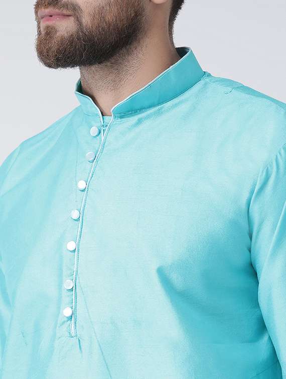 men light blue solid churidar set - 17356862 - Standard Image - 3