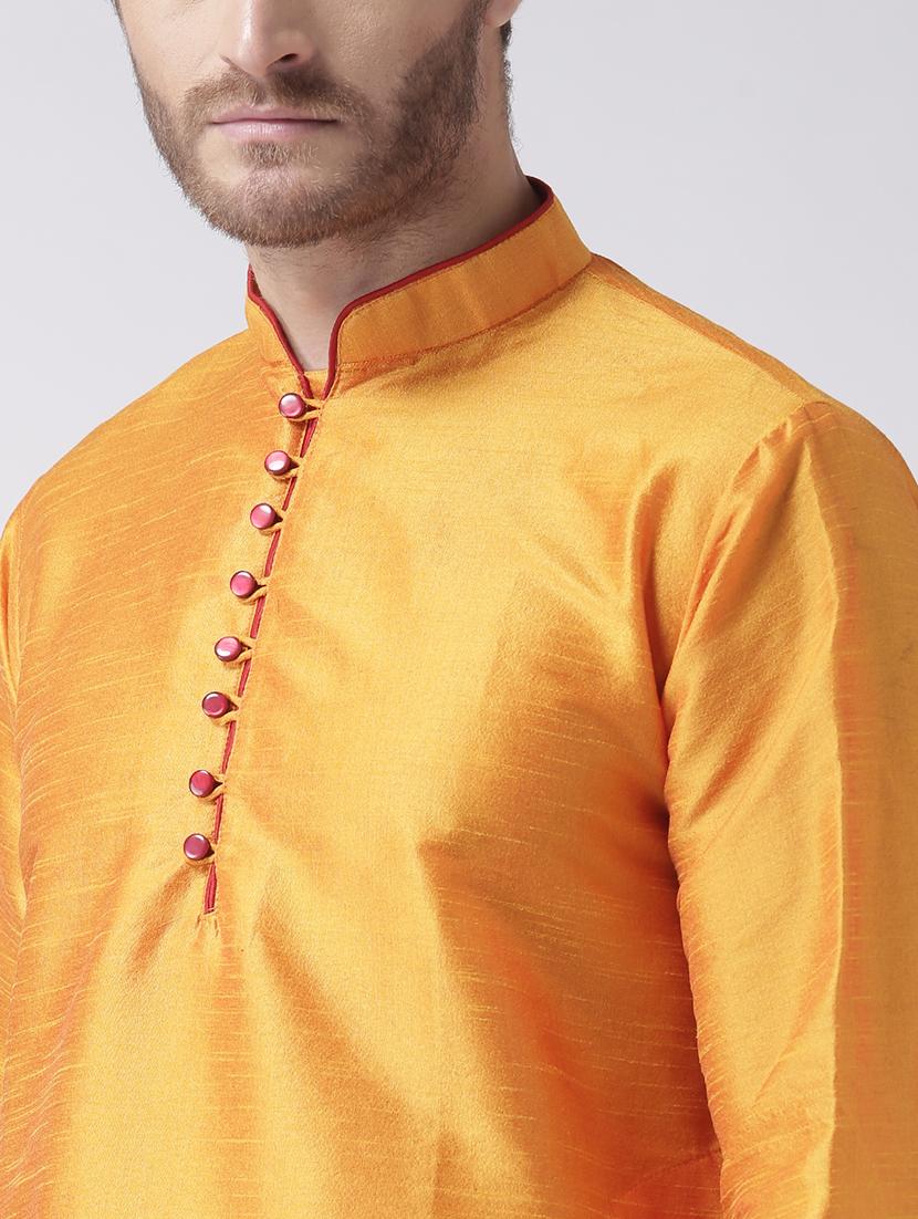 orange solid kurta pyjama set - 17357020 - Standard Image - 3
