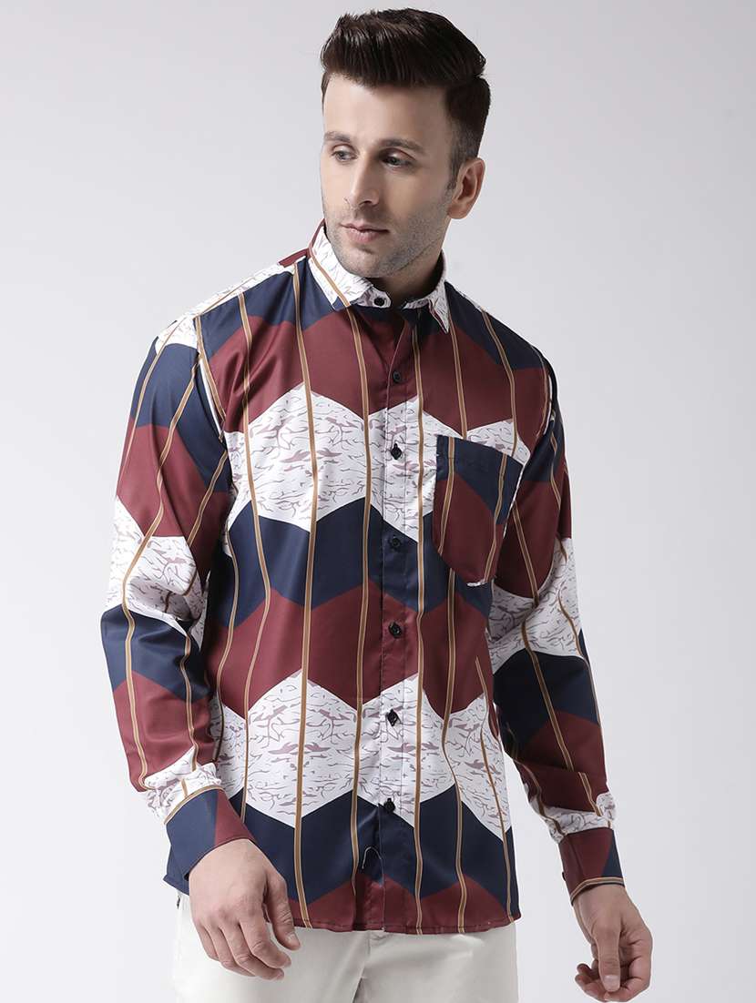 mens geometric casual shirt