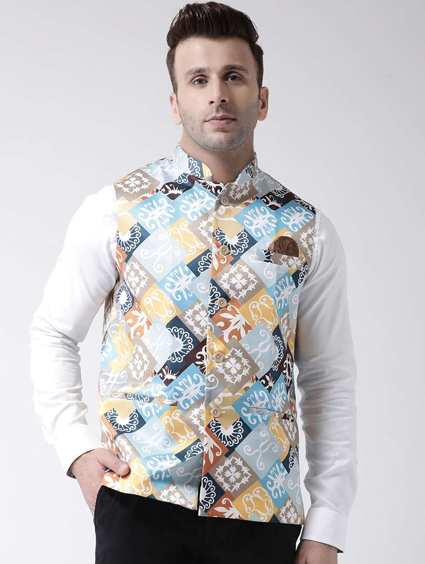 white printed nehru jacket - 17358300 - Zoom Image - 0