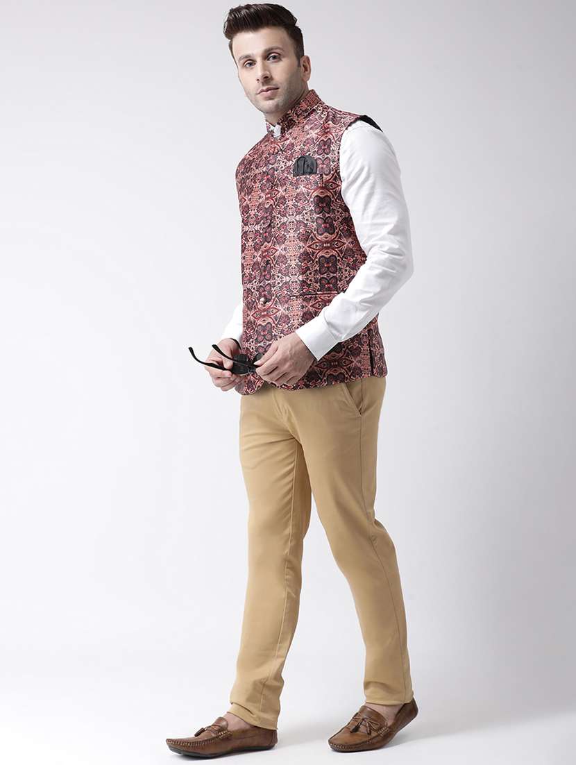 pink printed nehru jacket - 17358313 -  Standard Image - 3