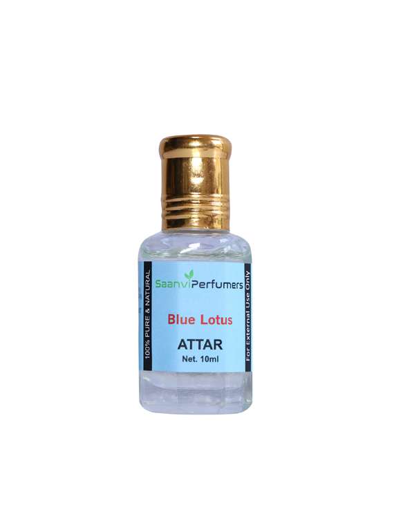 saanvi perfumers blue lotus roll on attar | itra | scent | fragrance oil | for men & women 100% alcohol-free (10ml)