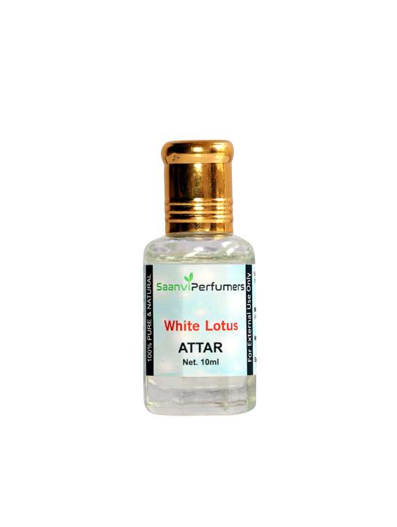 saanvi perfumers white lotus roll on attar | itra | scent | fragrance oil | for men & women 100% alcohol-free (10ml)