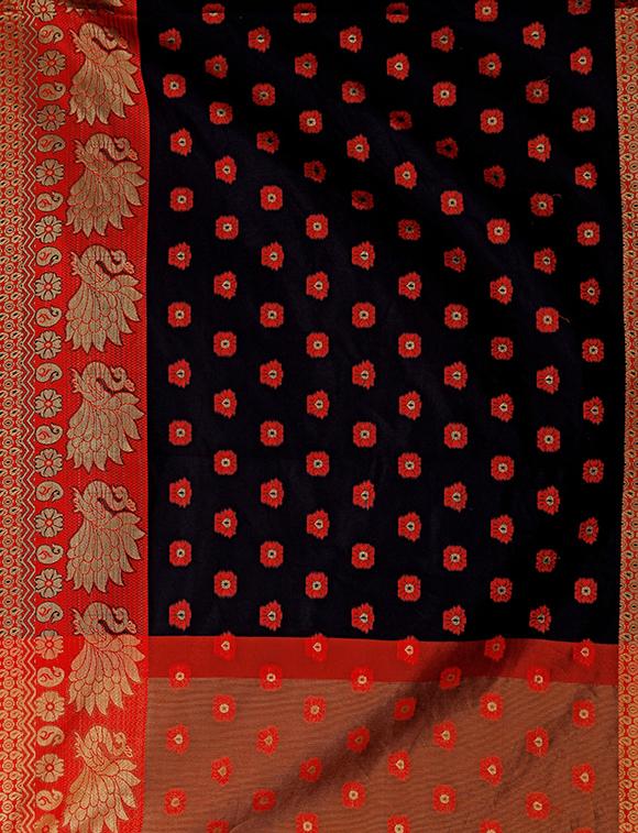 jaquard woven saree - 17360573 - Standard Image - 3