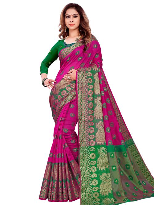 jacquard woven saree - 17360577 - Standard Image - 0