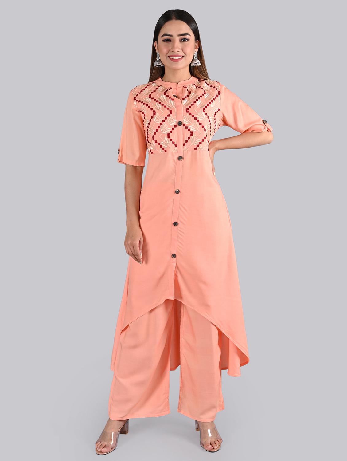 embroidered kurta palazzo set - 17361851 - Zoom Image - 0