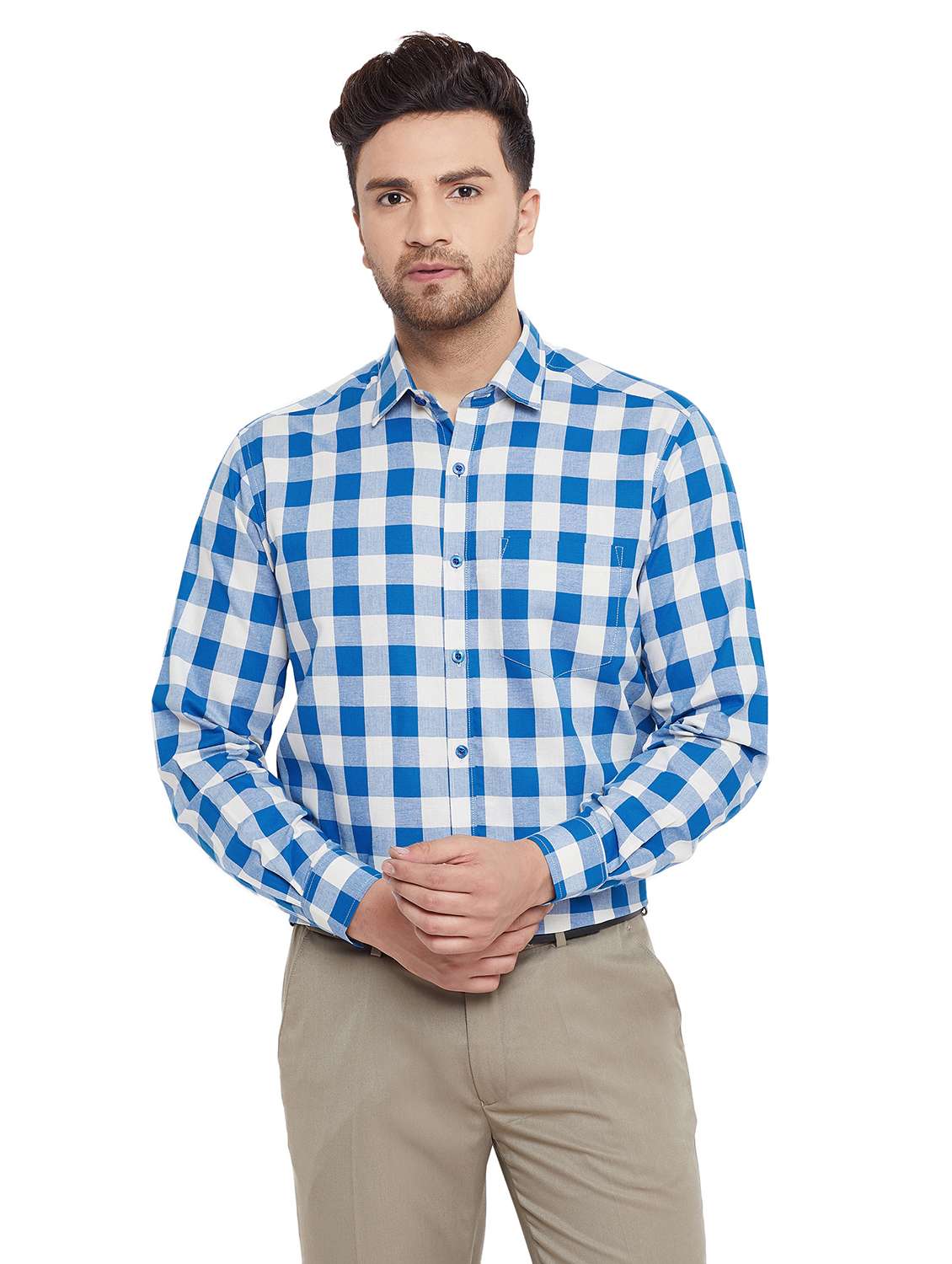 mens checks formal shirt - 17361873 -  Zoom Image - 0