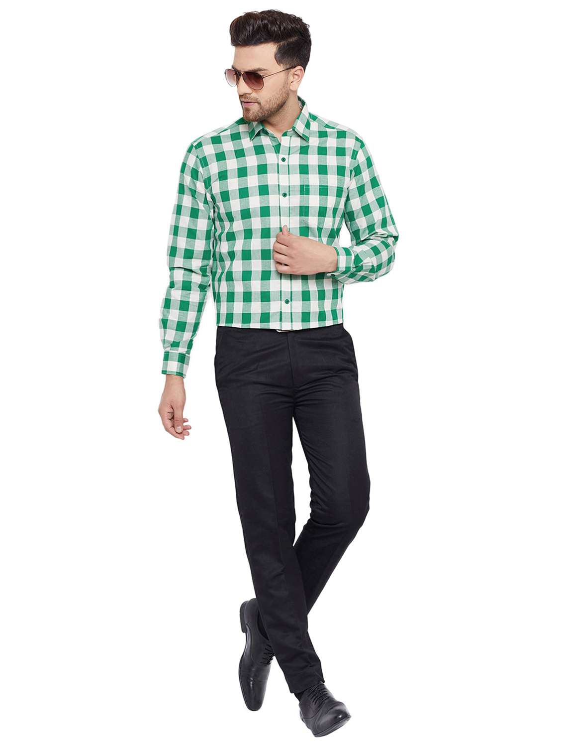 mens checks formal shirt - 17361874 - Standard Image - 3