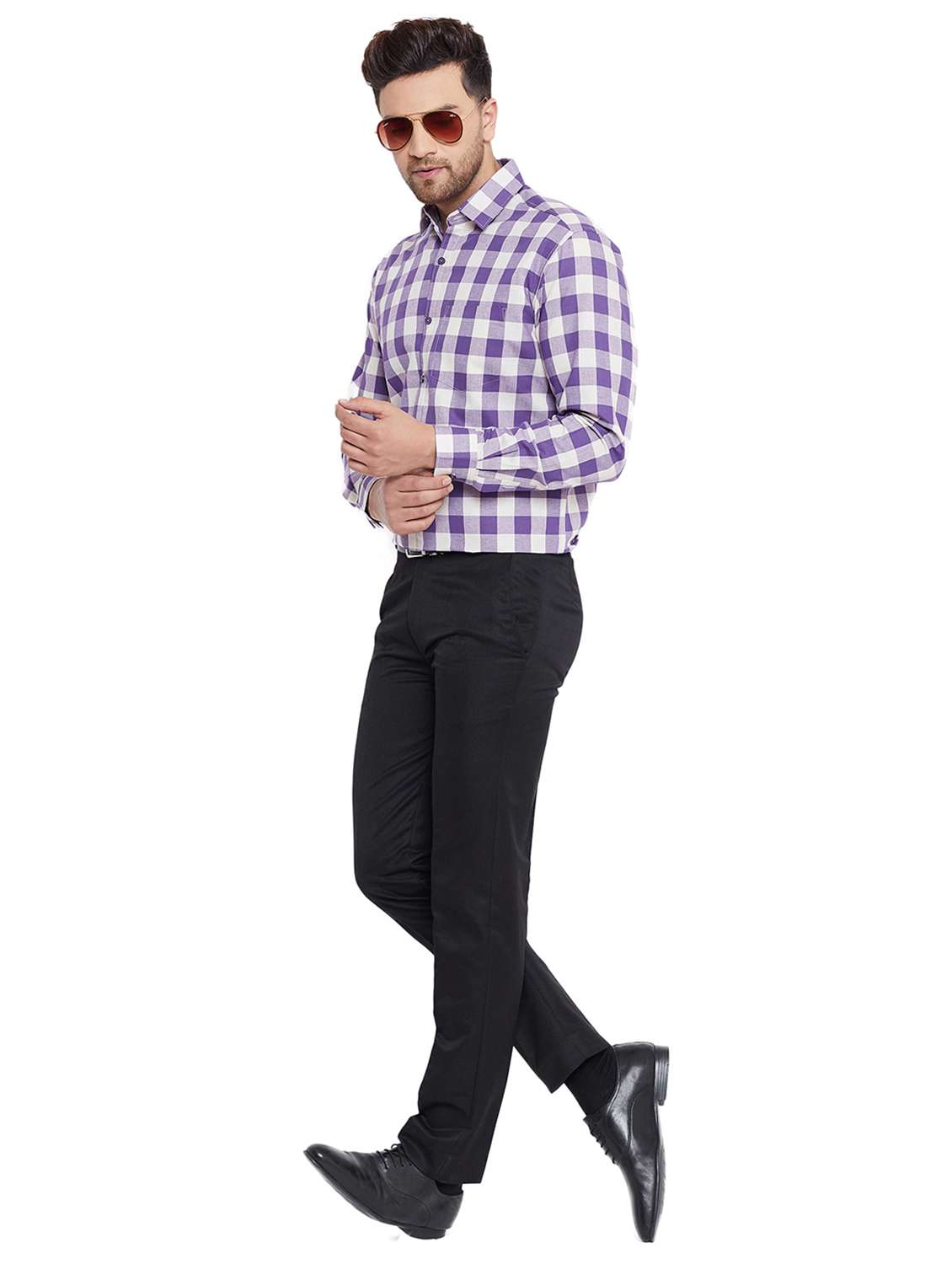 mens checks formal shirt - 17361877 - Standard Image - 3