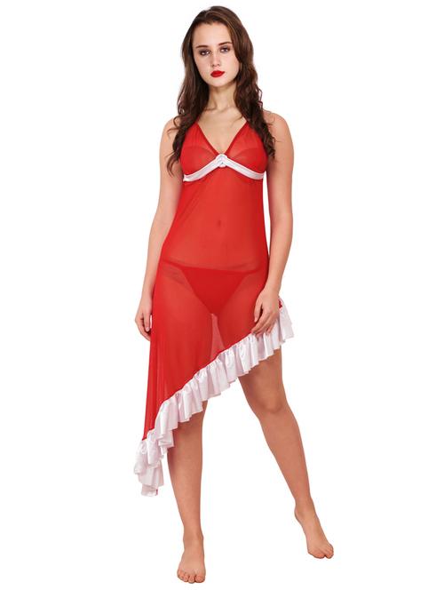 contrast ruffle hem babydoll - 17362536 -  Standard Image - 0
