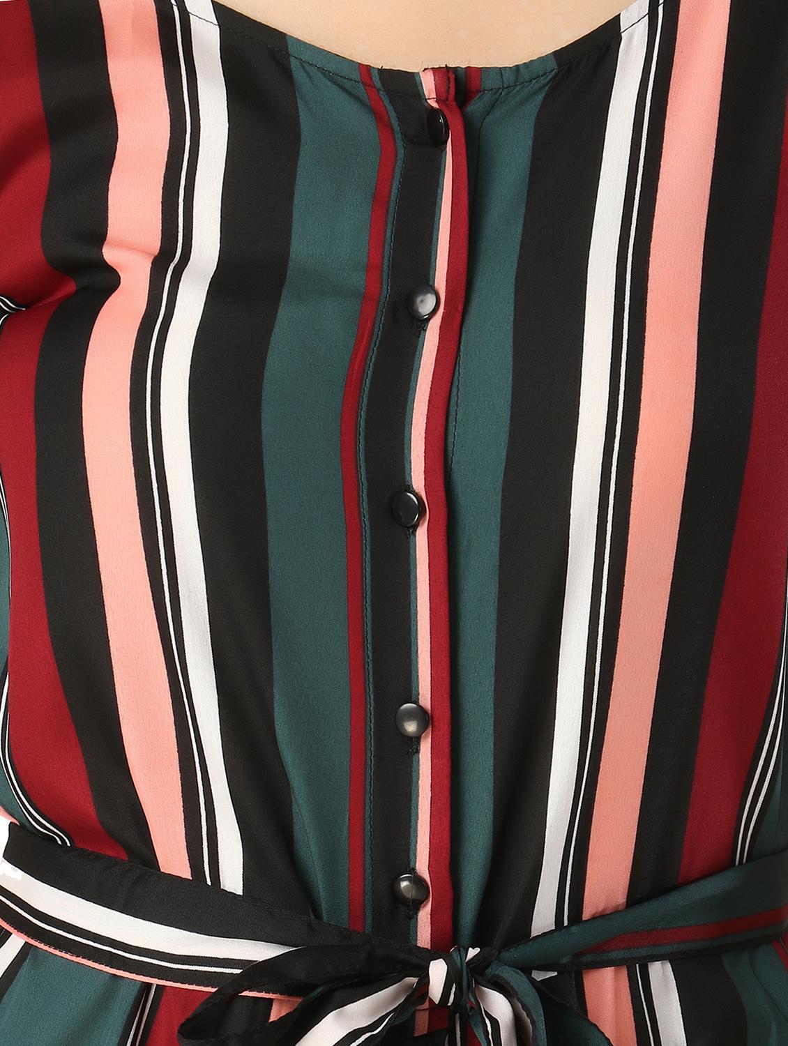 tie front striped jumpsuit - 17363385 - Standard Image - 3