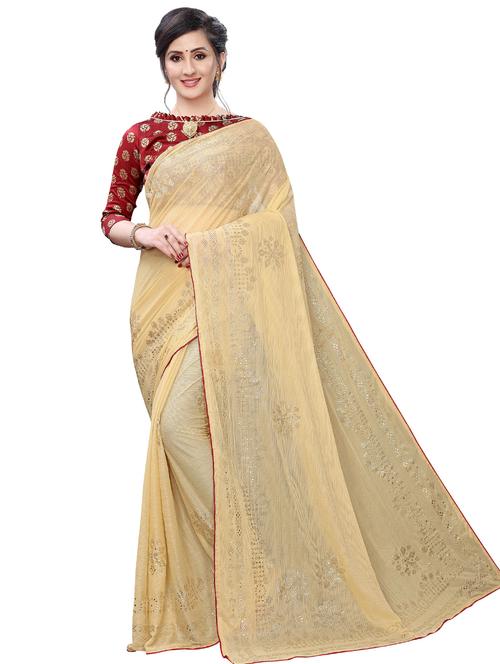 solid plain saree with blouse - 17363508 - Standard Image - 0