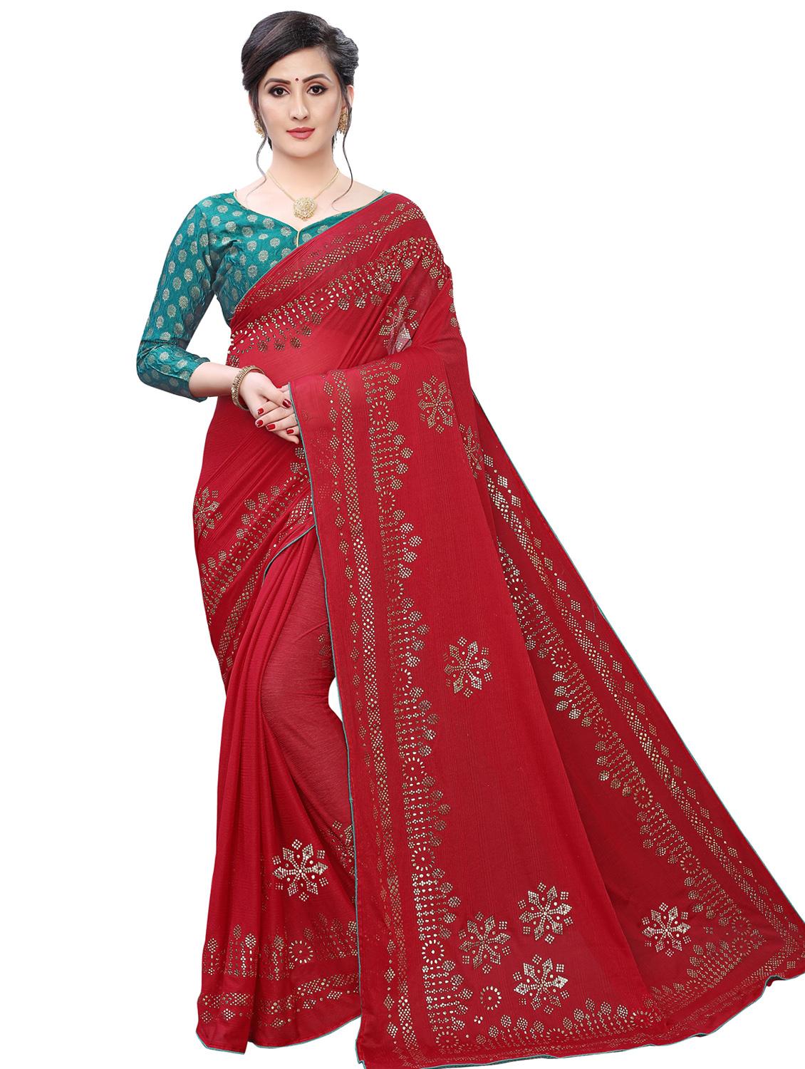 maroon plain saree - 17363514 - Zoom Image - 0