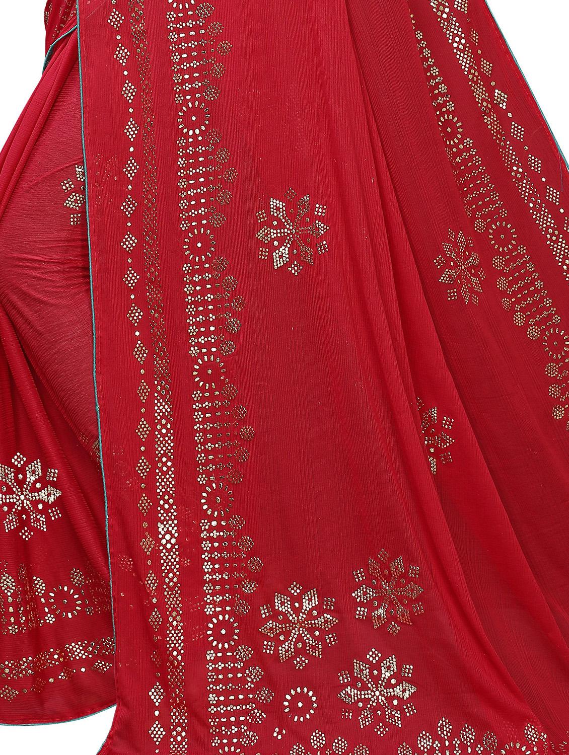 maroon plain saree - 17363514 - Standard Image - 3