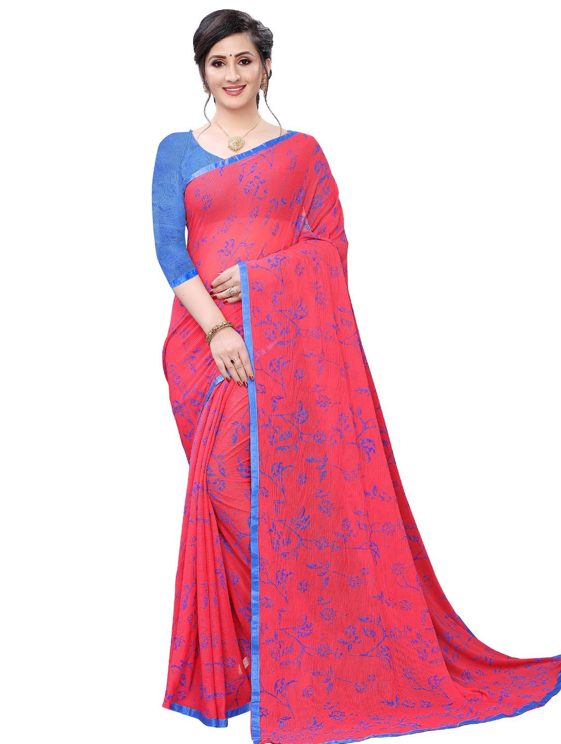 floral printed saree with blouse - 17363520 -  Zoom Image - 0