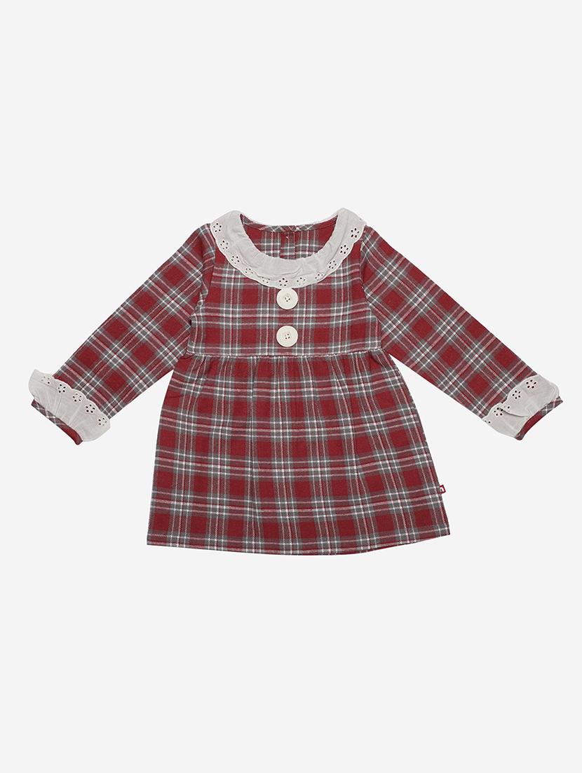 girls round neck long sleeves frock - 17364201 - Zoom Image - 0