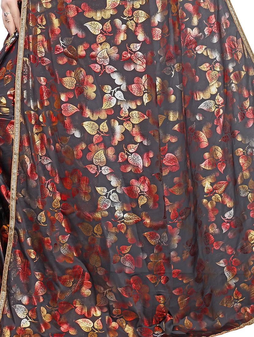 foil printed saree with blouse - 17368096 - Standard Image - 3