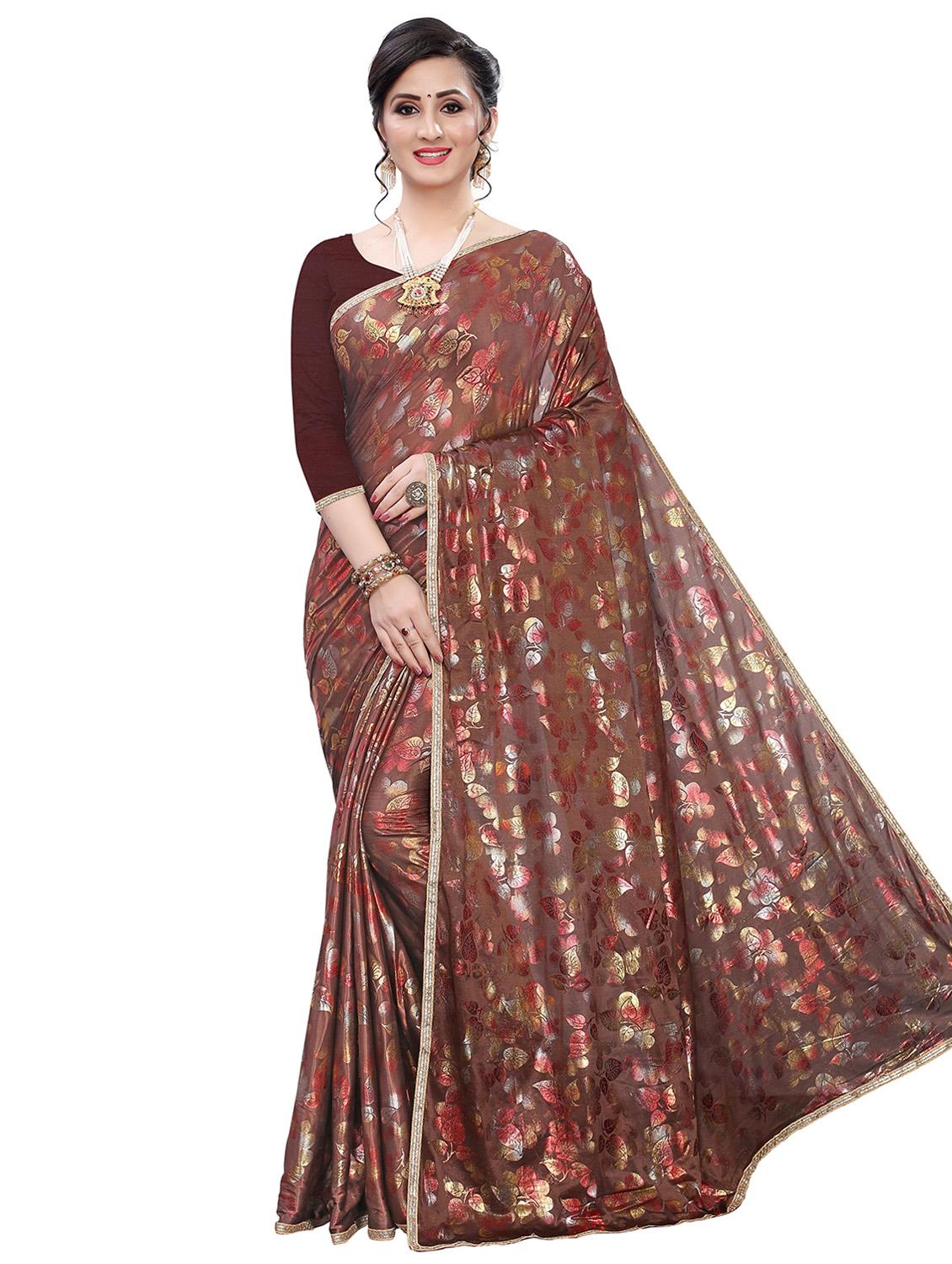 foil printed saree with blouse - 17368098 -  Zoom Image - 0