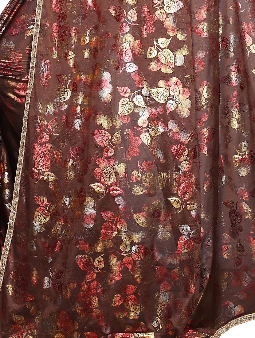 foil printed saree with blouse - 17368098 - Standard Image - 3