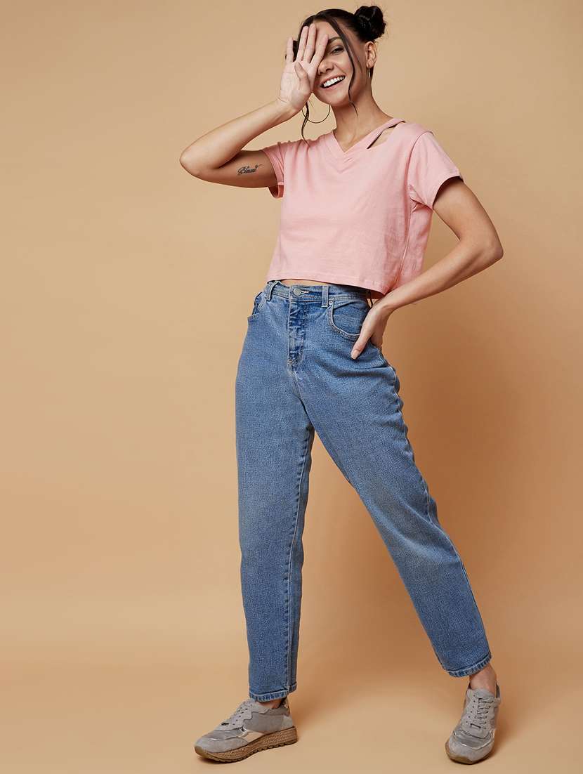 women's crop v neck top - 17368221 -  Standard Image - 3