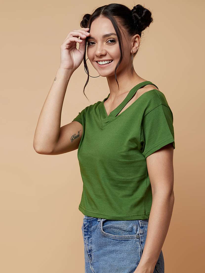 Women's Crop V Neck Top