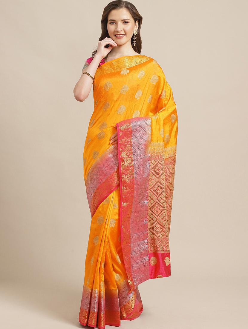 contrast woven saree with blouse - 17369395 -  Zoom Image - 0