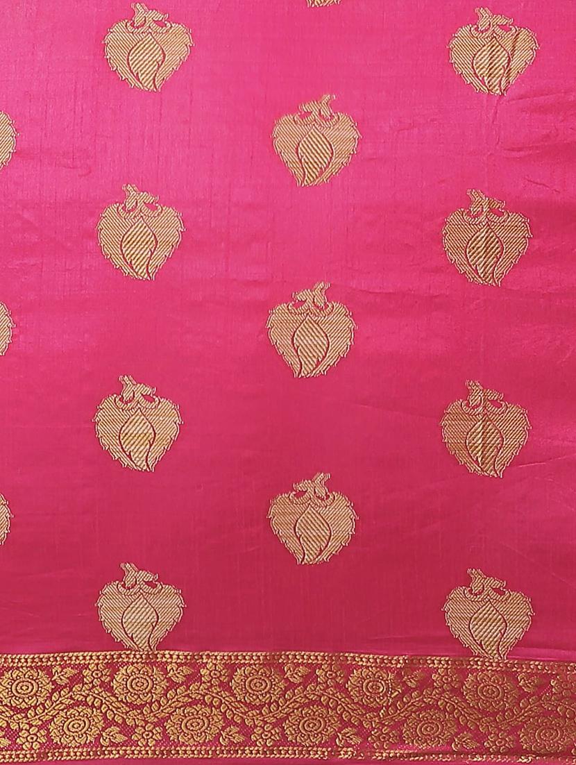 contrast woven saree with blouse - 17369395 - Standard Image - 3