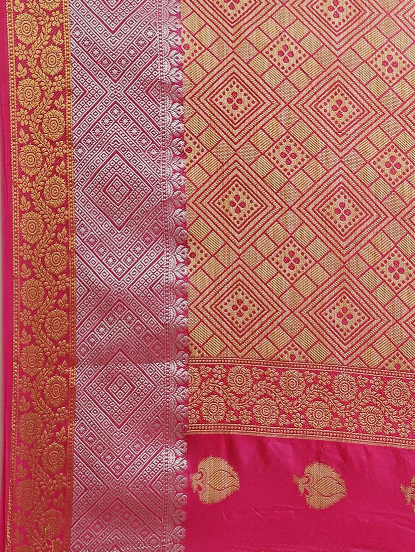 contrast woven saree with blouse - 17369395 - Standard Image - 5