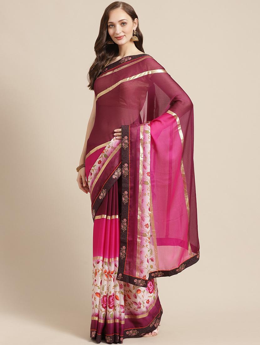 floral printed saree with blouse - 17369409 - Zoom Image - 0