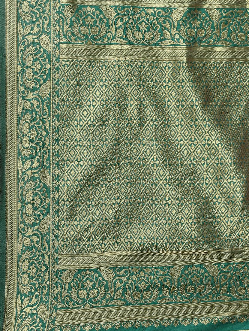 teal silk saree with blouse - 17369432 - Standard Image - 3