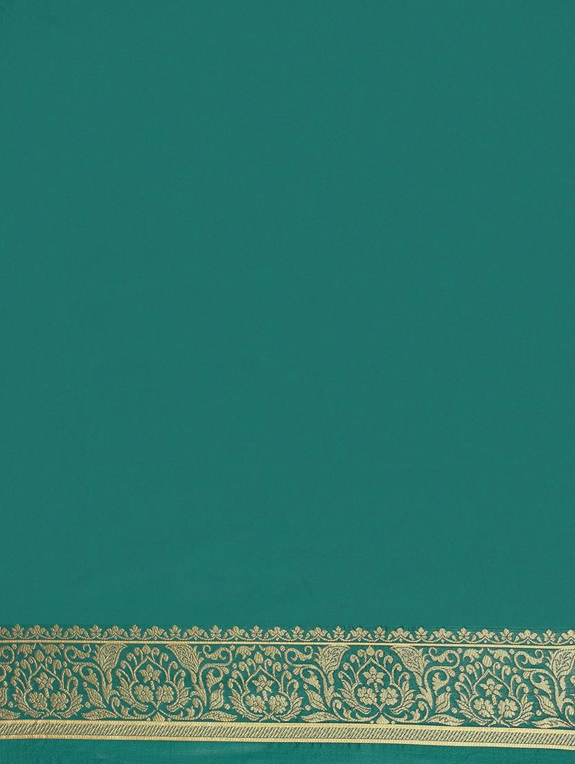 teal silk saree with blouse - 17369432 - Standard Image - 5