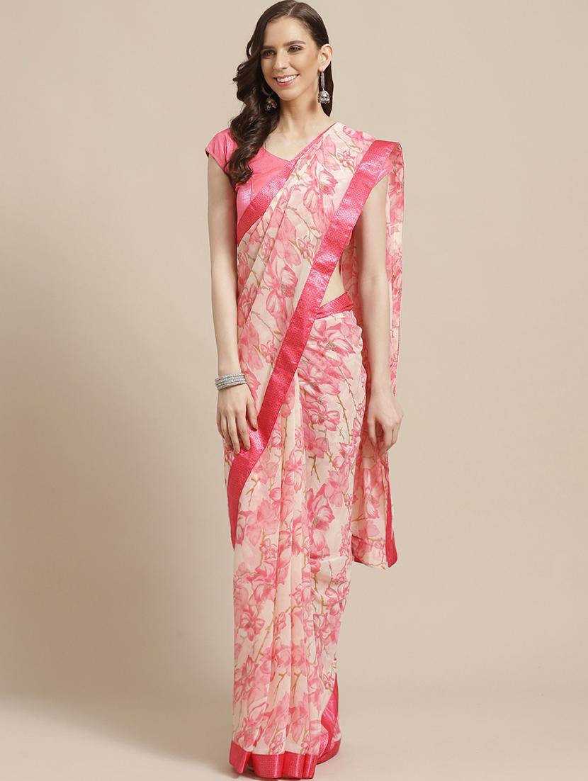 floral printed saree with blouse - 17369442 -  Zoom Image - 0