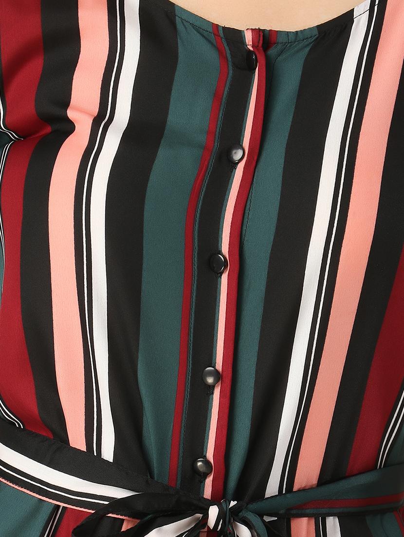 tie front striped jumpsuit - 17371535 - Standard Image - 3