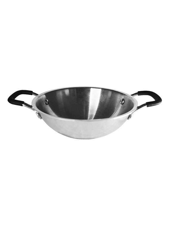   tri-ply kadai with silicon covered handle