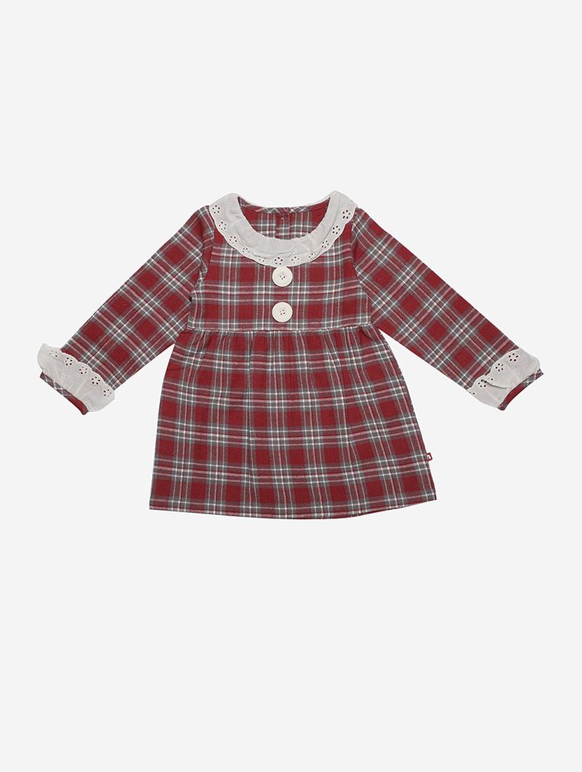 girls round neck long sleeves frock - 17372372 -  Zoom Image - 0