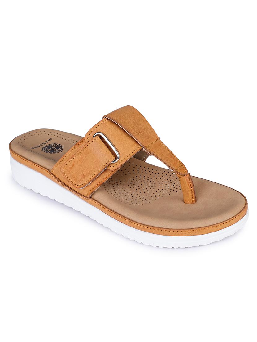 tan pu slip on sandals - 17373589 -  Zoom Image - 0