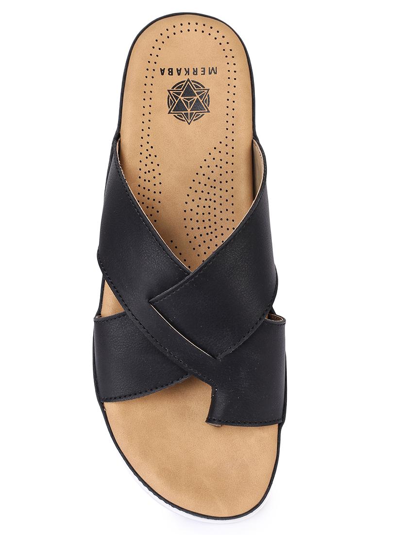 black slip on sandals - 17373593 - Standard Image - 3
