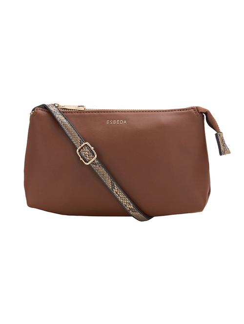 tan leatherette (pu) sling bag - 17373606 - Standard Image - 0