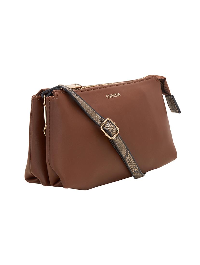 tan leatherette (pu) sling bag - 17373606 - Standard Image - 3