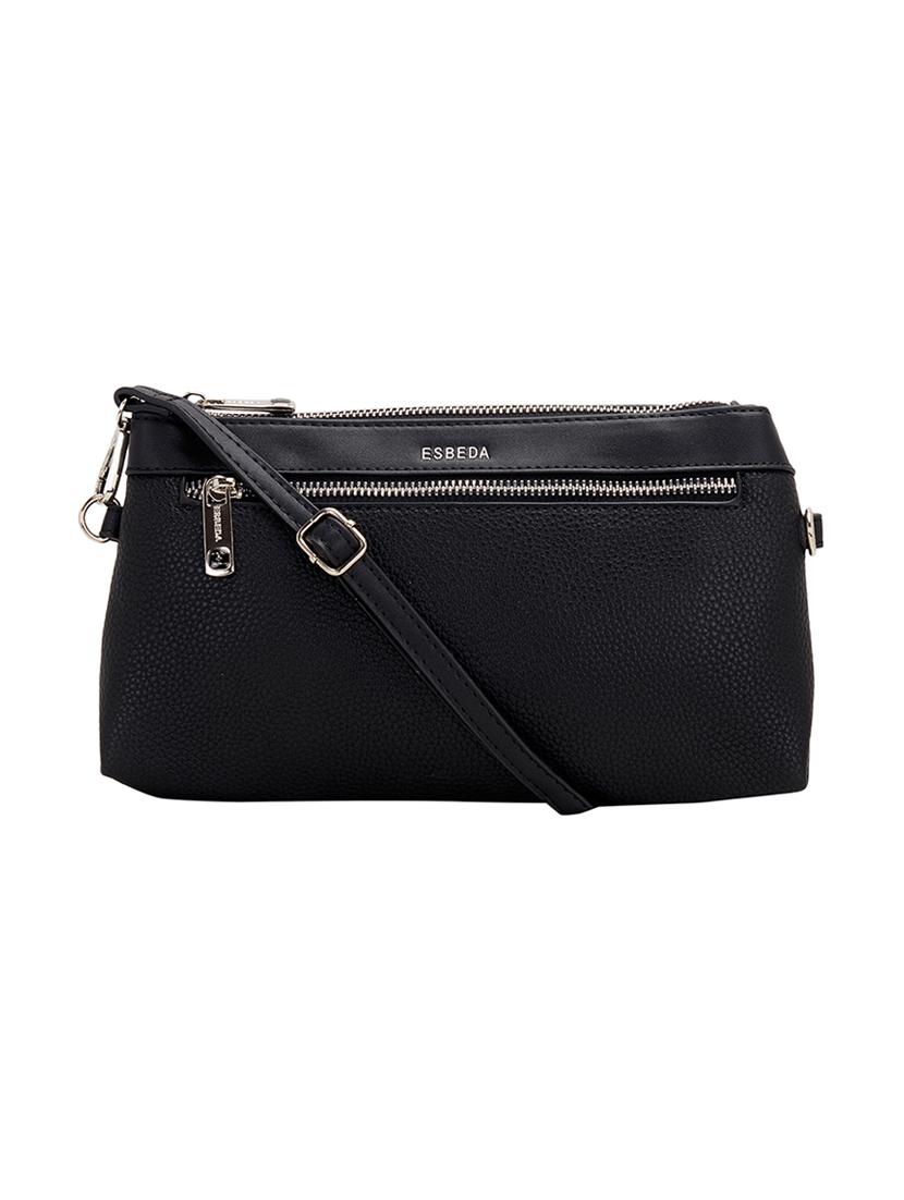 black leatherette (pu) sling bag - 17373625 -  Zoom Image - 0