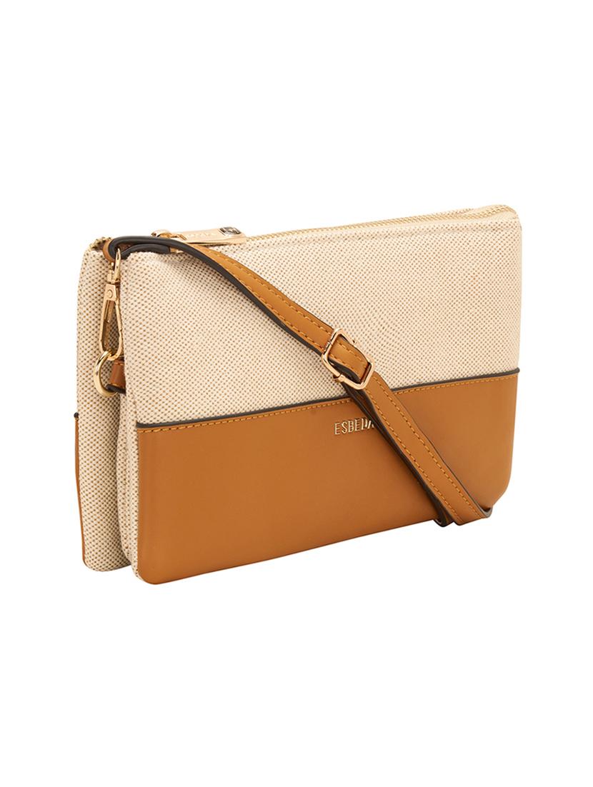 tan leatherette (pu) sling bag - 17373649 - Standard Image - 3