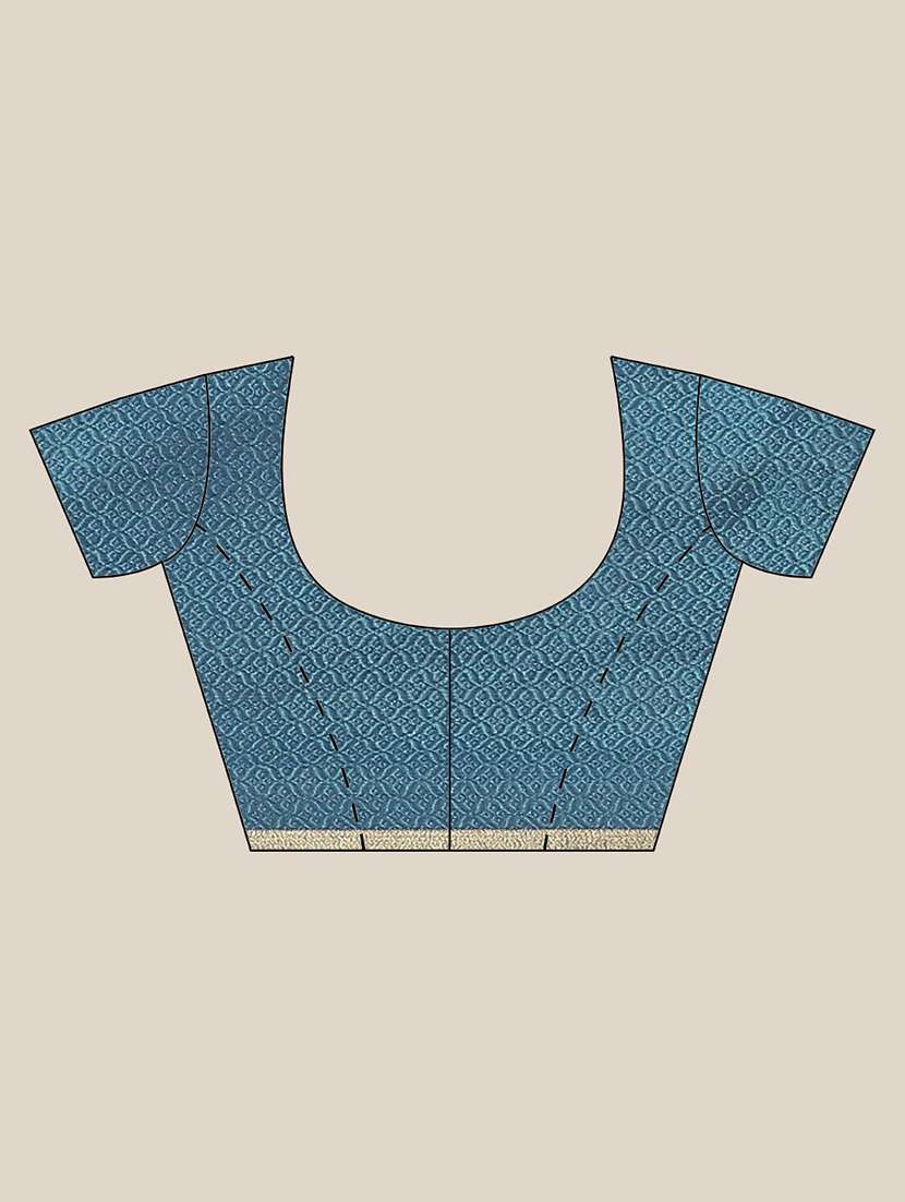 navy blue woven saree with blouse - 17375007 -  Standard Image - 3