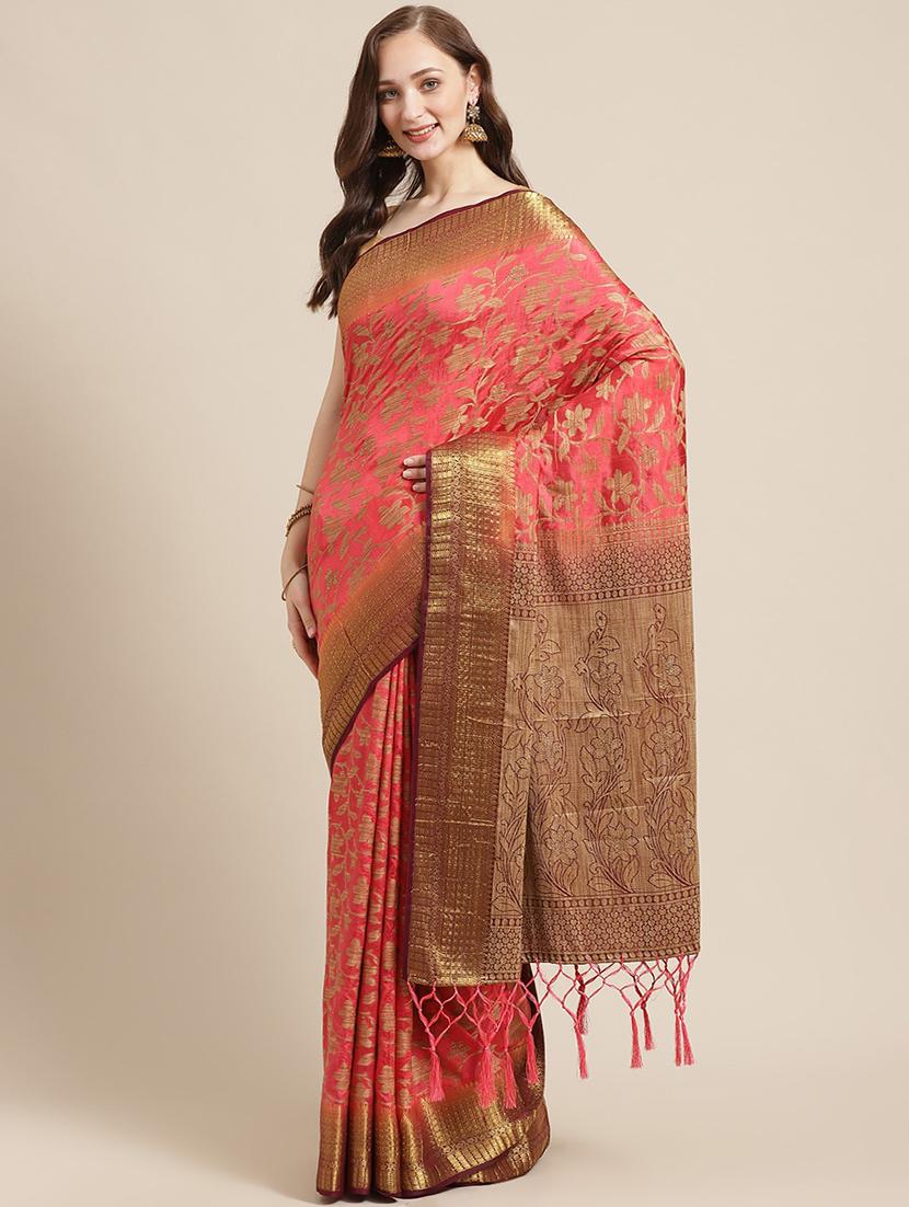 zari work woven saree with blouse - 17375121 - Zoom Image - 0