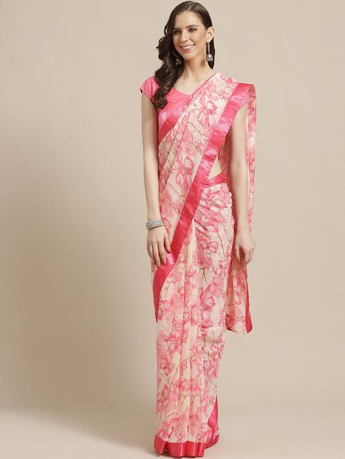floral printed saree with blouse - 17375148 - Standard Image - 0