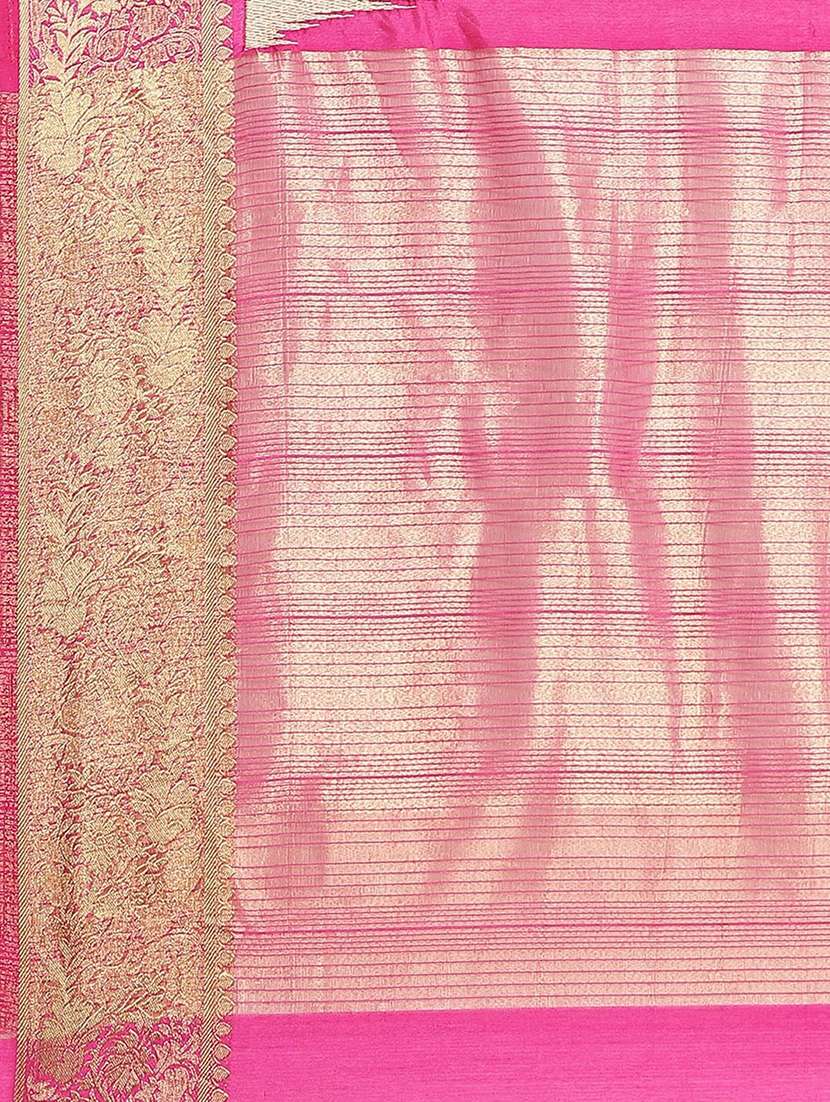 magenta solid woven saree with blouse - 17375182 -  Standard Image - 3