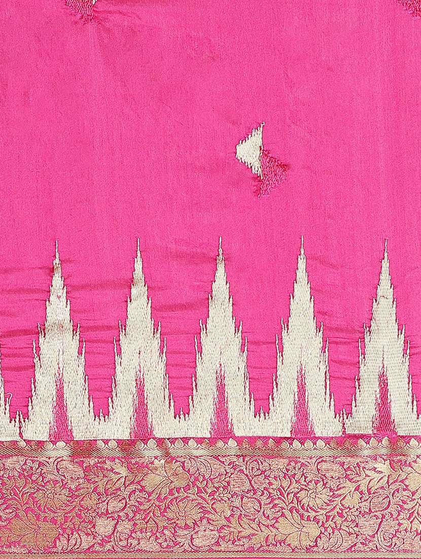 magenta solid woven saree with blouse - 17375182 -  Standard Image - 5